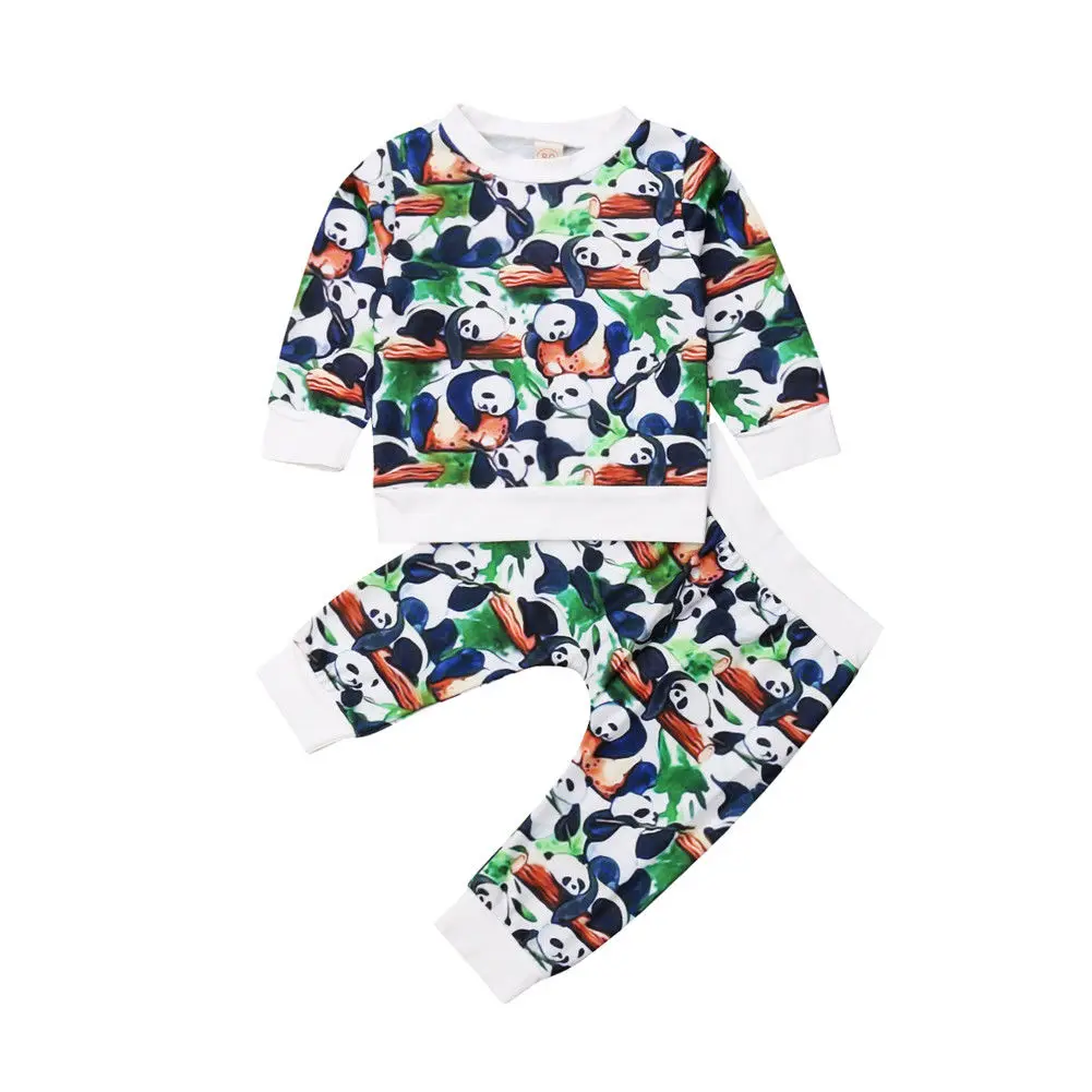 

Casual Toddler Baby Boy Girl Panda Long Sleeve Tops Sweatshirt Pants Outfits Set Clothes 2019