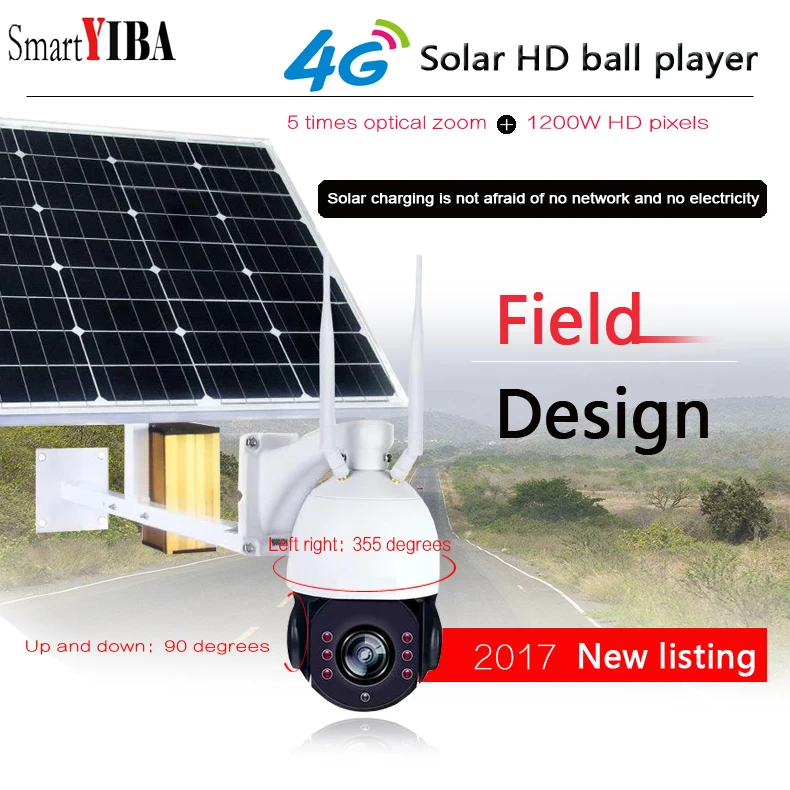 

SmartYIBA 4G Power WIFI SOLAR CAMERA WIFI SECURITY Camera 4G IP HD1080P Outdoor CCTV System SIM Card 128GB SD Card Two-way Voice