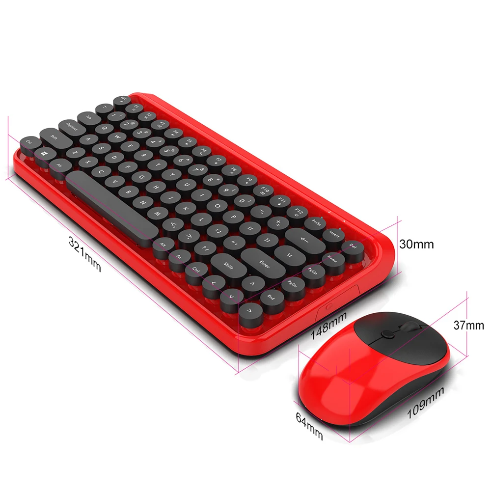 Винтажная круглая игровая клавиатура мышь Combo 2 4 ГГц 84 клавиши механический Feel
