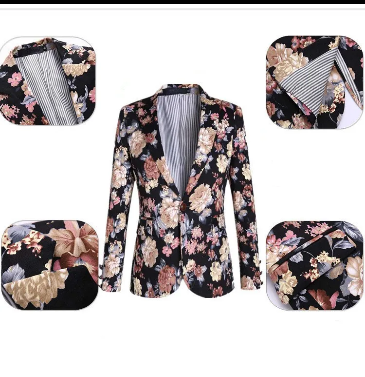 Men Floral Blazer 2016 Fashion Brand Slim Fit Mens BlazerSuit Jackets Spring Autumn Casual Printed Floral Blazers Plus Size 5XL (2)