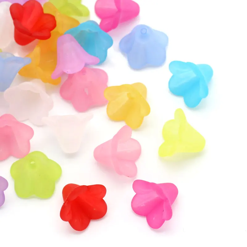 

DoreenBeads At Random Lily Flower Frosted Acrylic Beads 14x10mm, sold per packet of 40 2015 new