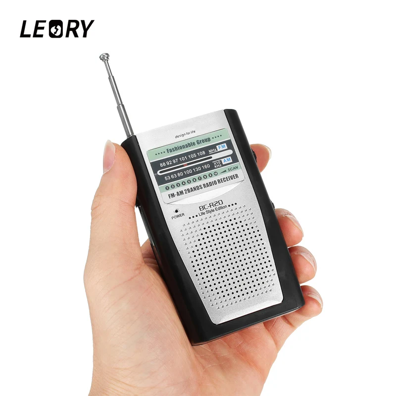 

LEORY Portable Mini Radio AM FM Telescopic Antenna World Bands Stereo Receiver Clamp Radios Support 3.5mm Earphone For Outdoor