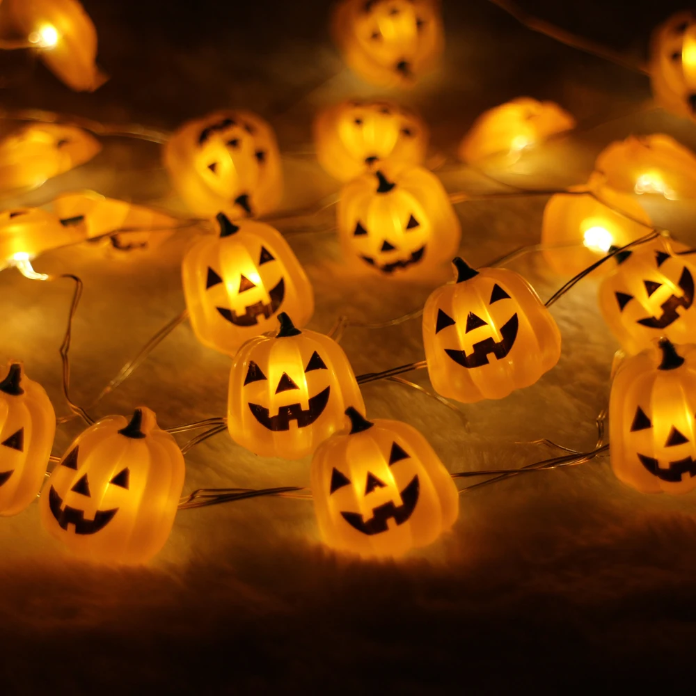 40led 10ft 3m pumpkim led string light decoration halloween indooroutdoor battery operated silver wire string light