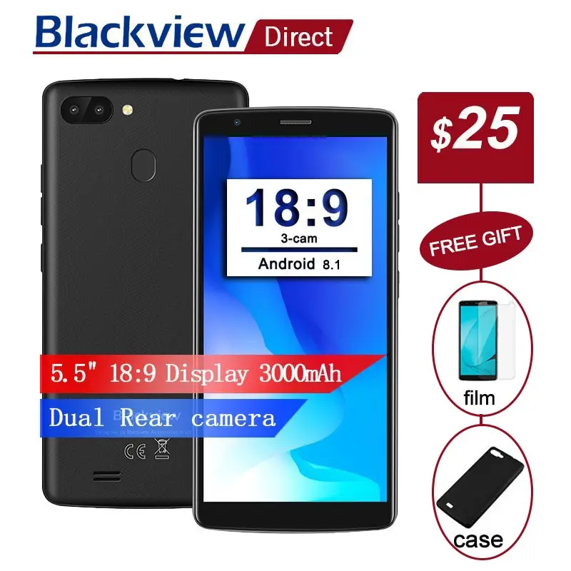 BLACKVIEW A20 Pro 4G смартфон 5 ''HD 18:9 + двойной сзади Камера 2 GB 16 Android 8 1 MTK6739 Quad core
