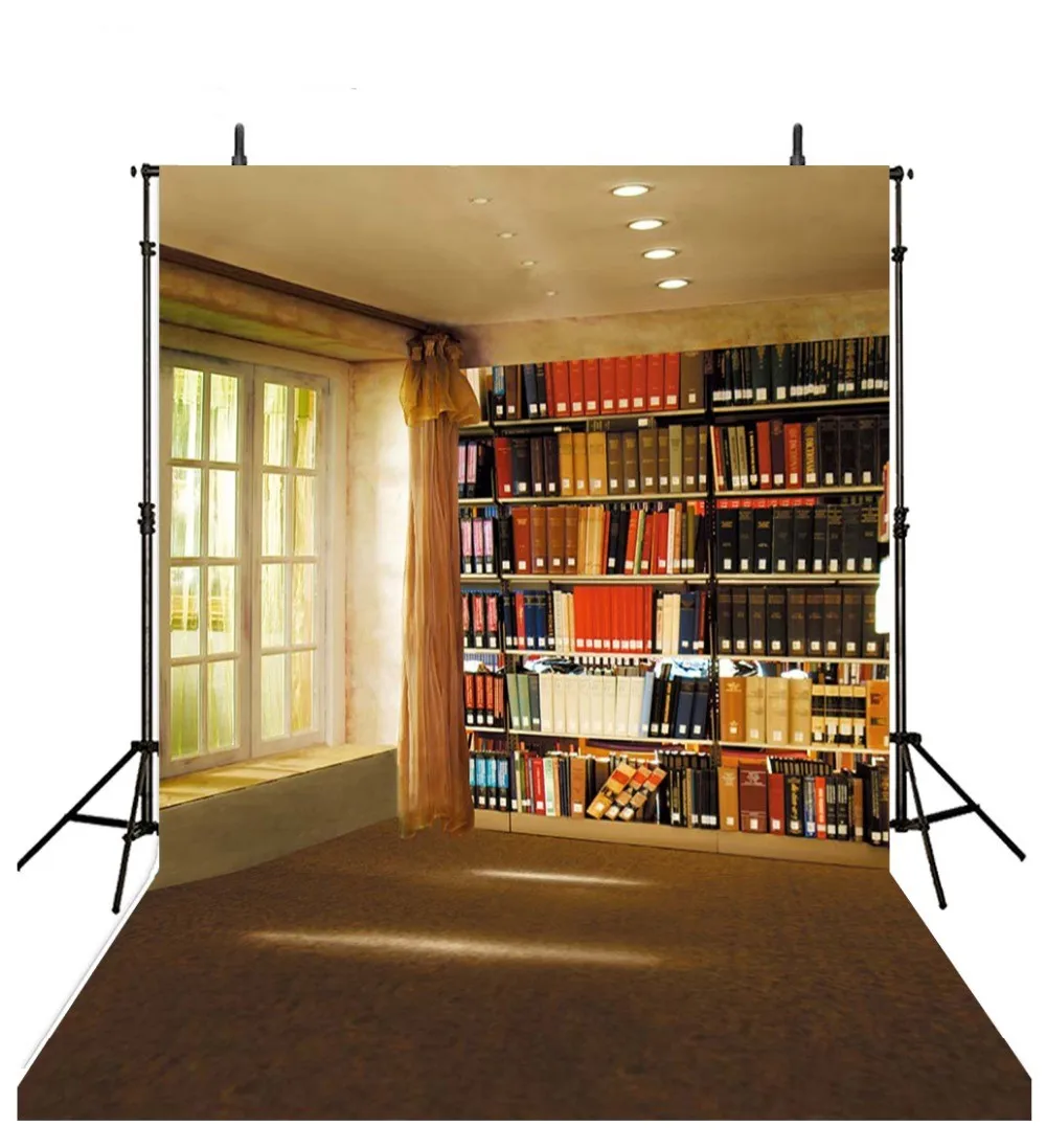Bookcase Bookcase Window Library photo studio background Vinyl cloth