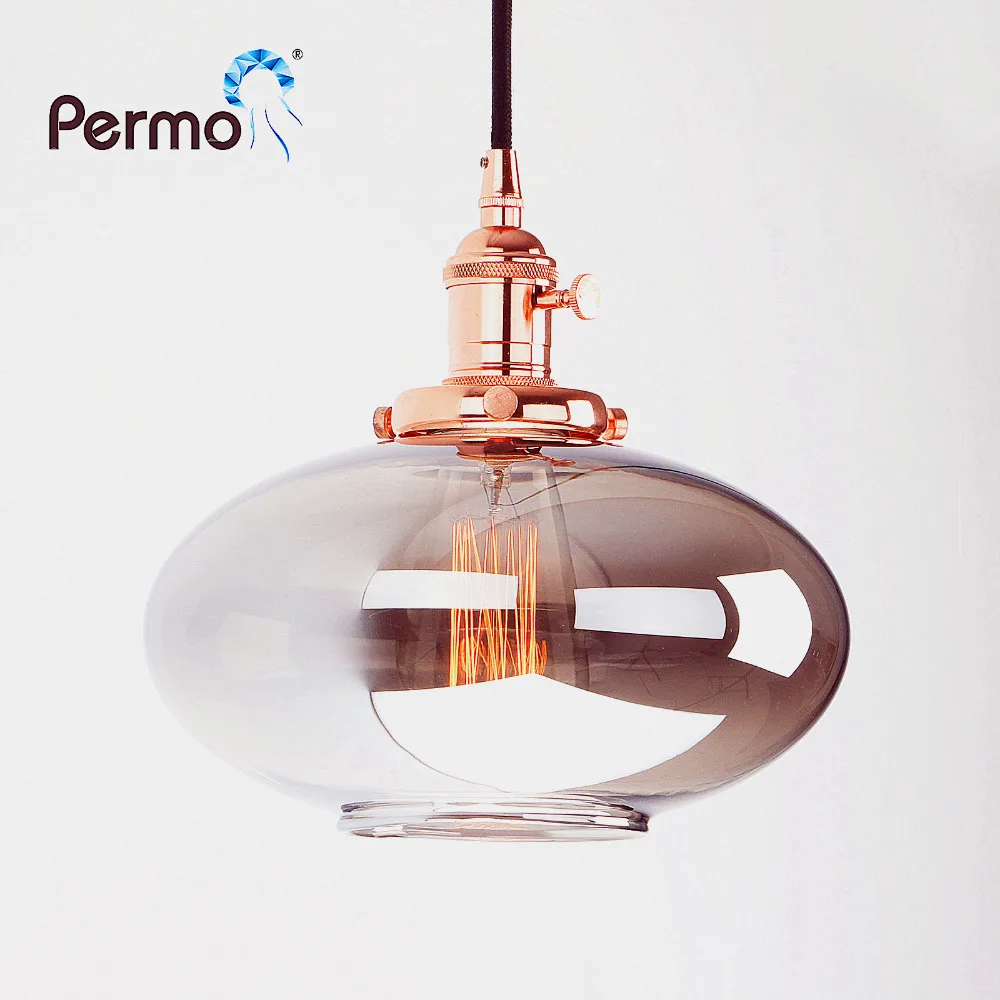 PERMO Vintage Pendant Lights Reflective Glass Retro Luminaire Loft