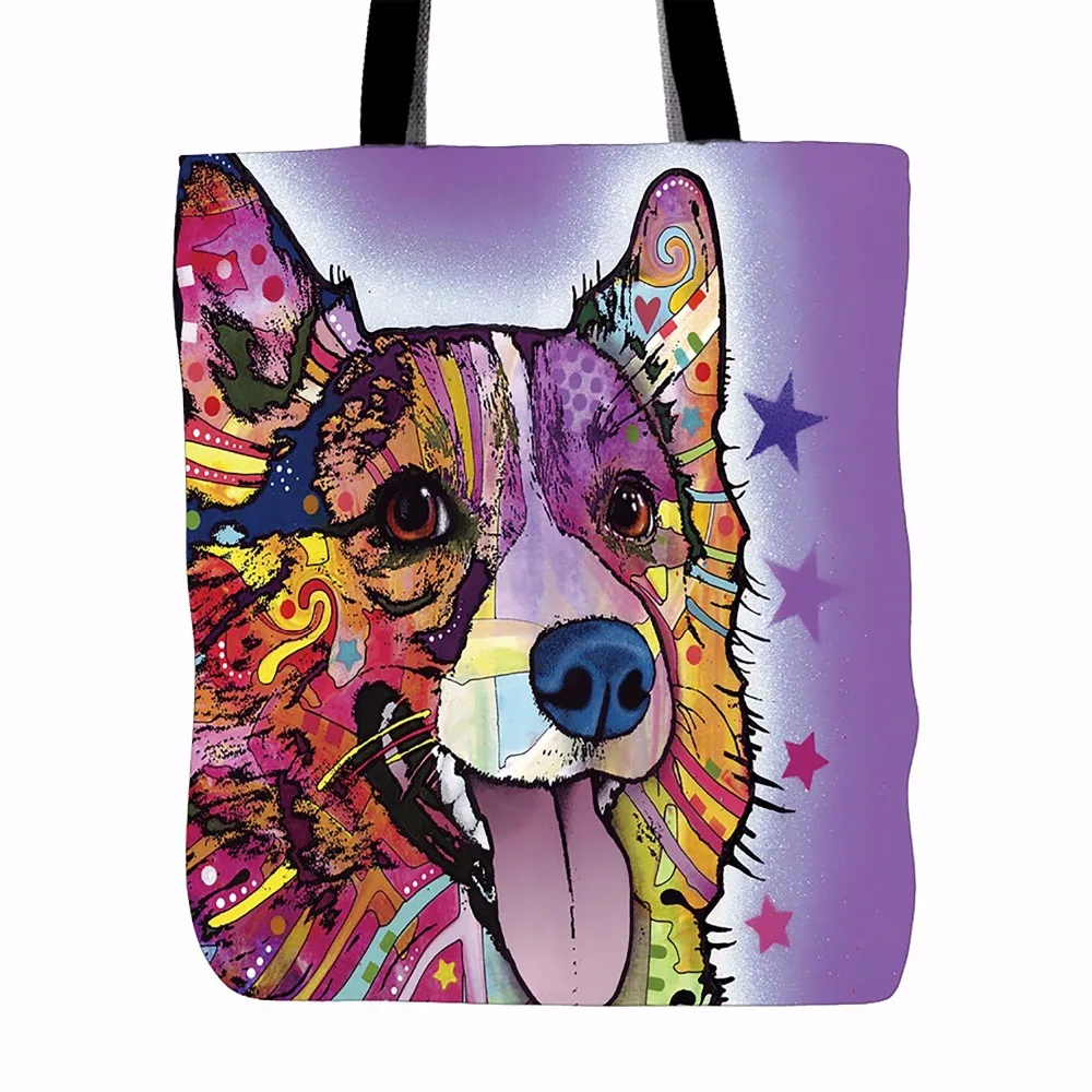 Customize Cute Dog Canvas Tote Female Single Shopping Handbag Large Capacity Women Canvas