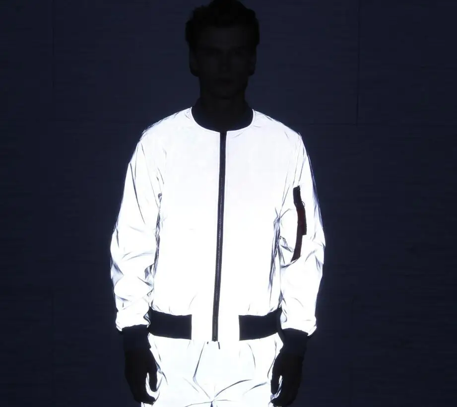 

2019 the spring and autumn period and the male all reflective flight jacket Wind hip-hop 3M reflective jackets