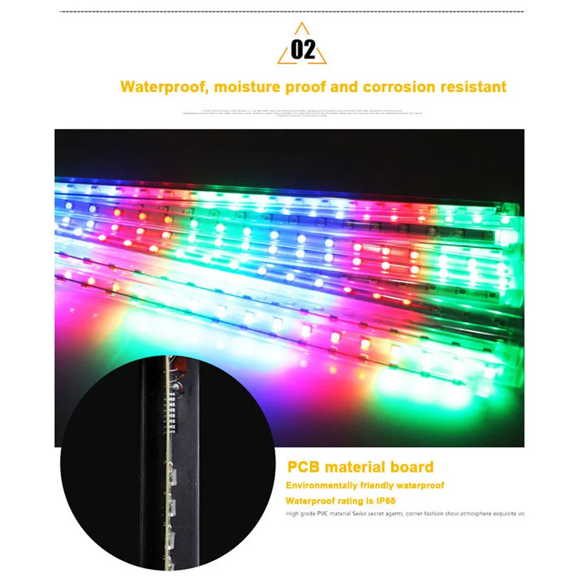 New  Light Strip Party LED Lights Meteor Shower Rain Snowfall Xmas Tree Garden Outdoor Party Decoration Lighting #3J01 (21)