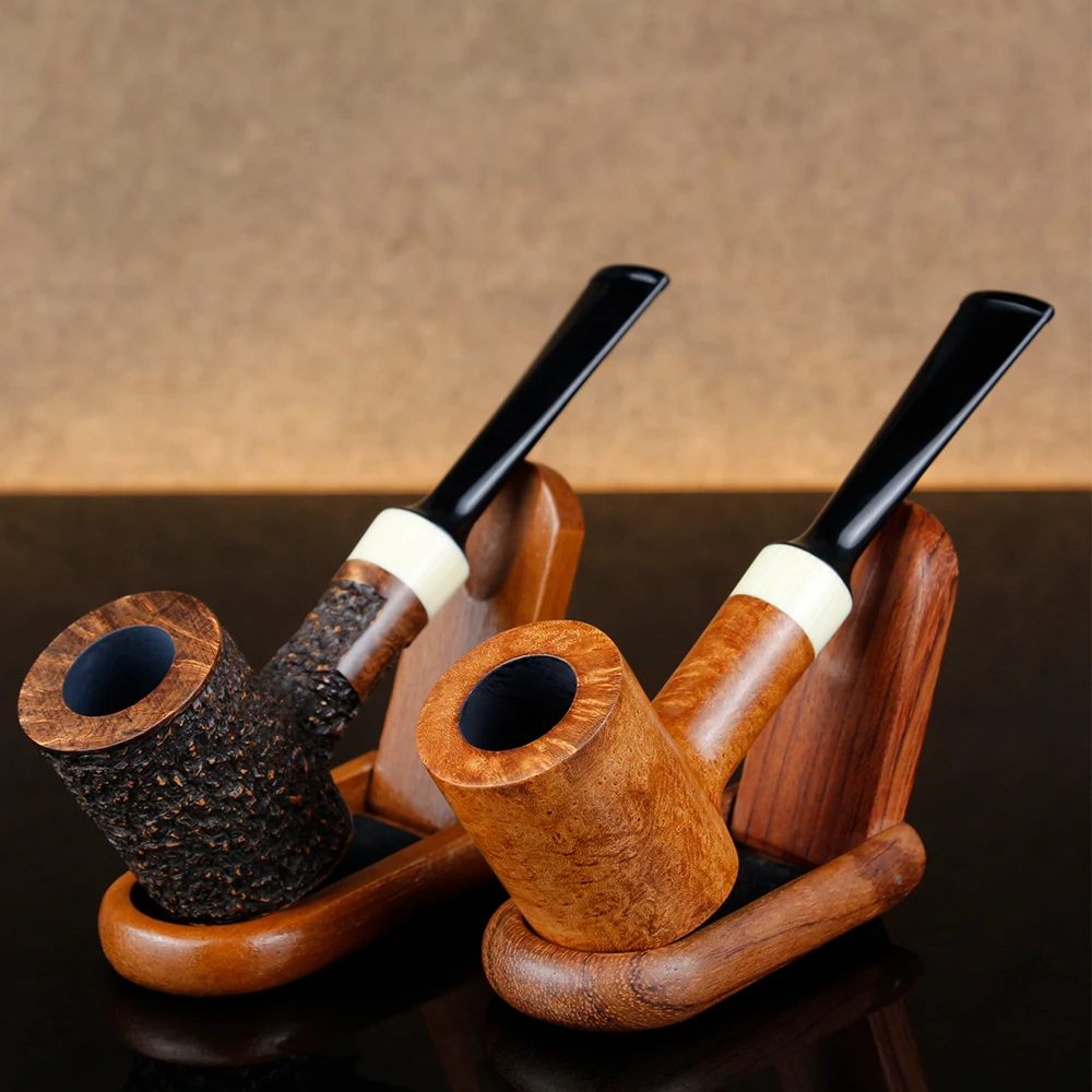 

Gift Set Smoking Pipe Hammer Pot Straight Briar Wood Pipe 9mm Filter Tobacco Pipe White Deplanate Mouth Engraving Briar Pipe