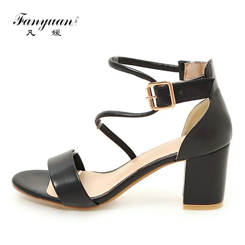 Fanyuan Summer Shoes Women Narrow Band High Heels Sandals Women Comfort