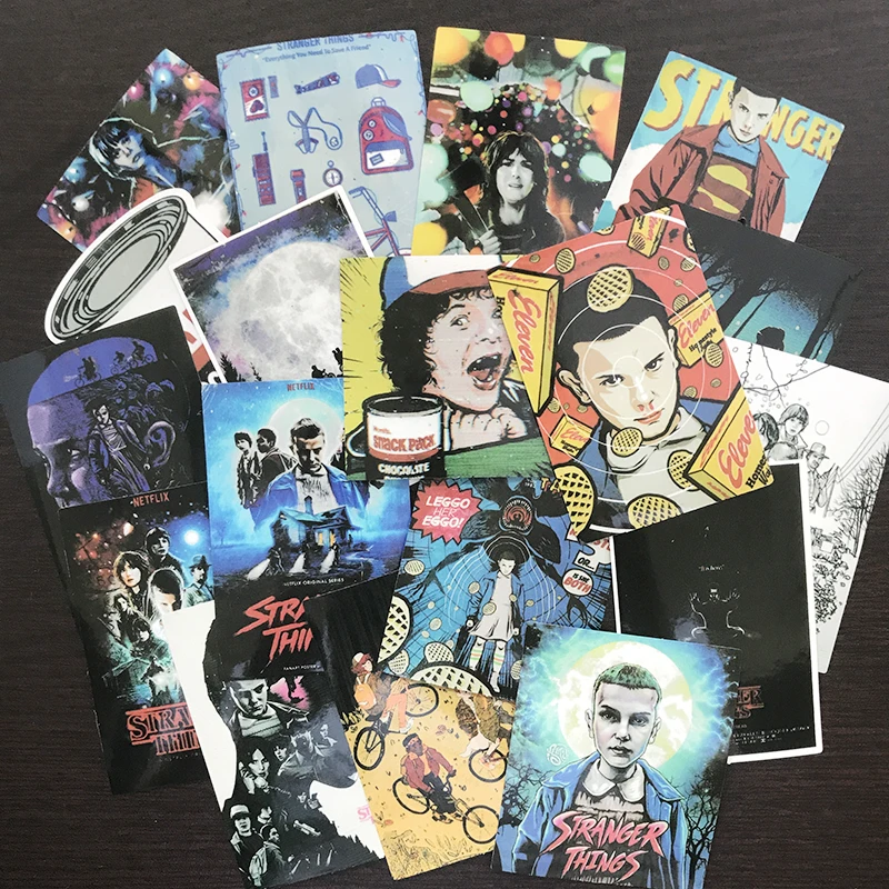 

AQK 18Pcs/Bag American Drama Stranger Things Stickers Graffiti Funny Sticker For Skateboard Luggage Laptop Motorcycle Car Decals