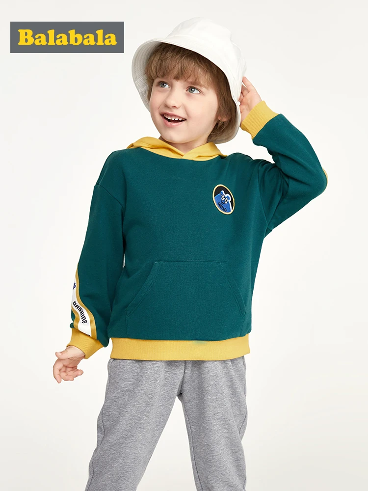 Balabala/комплект детской одежды для мальчиков, осень г., детский комплект из двух предметов, толстовка с капюшоном+ штаны спортивный костюм