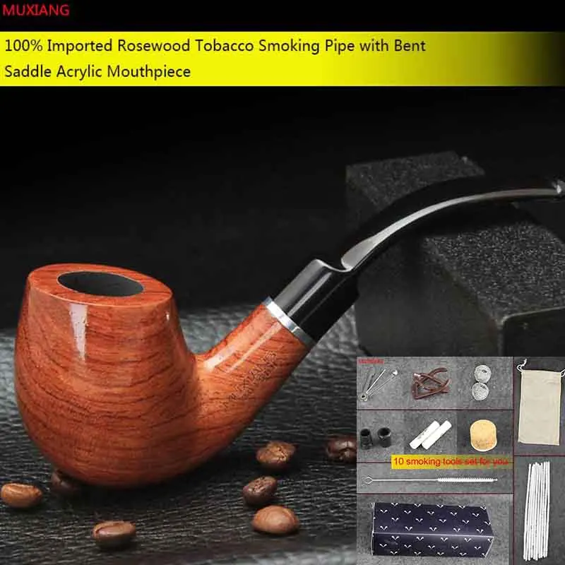 MUXIANG 10 Tools Kit Smoking Pipe 9mm Filter Bubinga Rosewood Tobacco