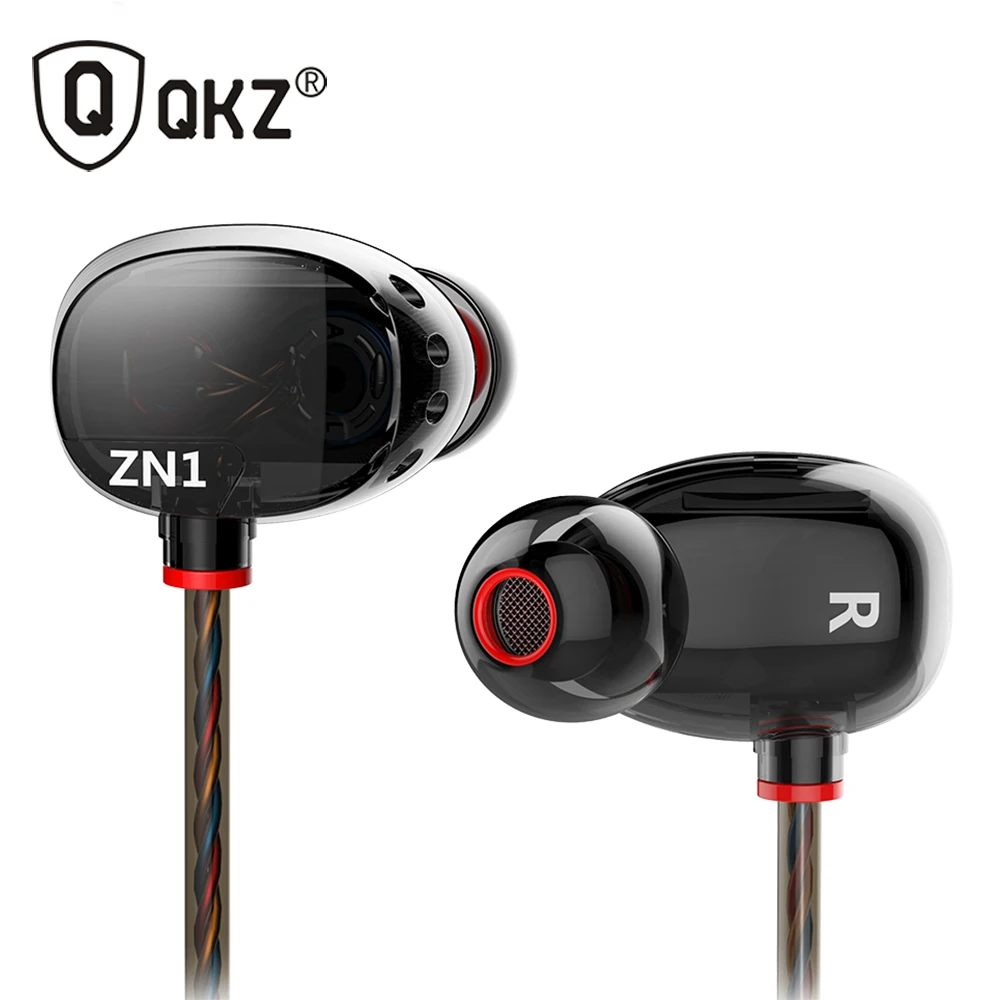 QKZ ZN1 Dual Driver Earphones and Headset mini Extra Bass Turbo Wide Sound Field Earphone fone de ouvido auriculares audifonos