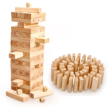 Eva2king 51 шт. высота укладки натуральные деревянные блоки родитель-ребенок Взаимодействие Klocki Drewniane Развивающие игрушки для детей - Цвет: blocks