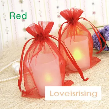 

FREE SHIPPING--100PCS 10x15cm Red Sheer Organza Wedding Favour Party Gift/Candy Bag