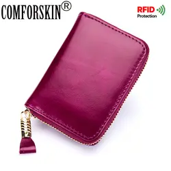 COMFORSKIN RFID защитный чехол для карт 2018 Роскошный 100% Натуральная масло воском кожа мульти-карта бит бизнес для кредитной карты держатели