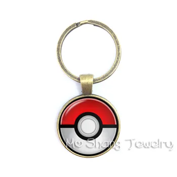 

Hot Sale Pokemon Poke Ball Glass Cabochon Key Chains Bag Key Chain Ring Women Girls Fashion Jewelry Best Gift