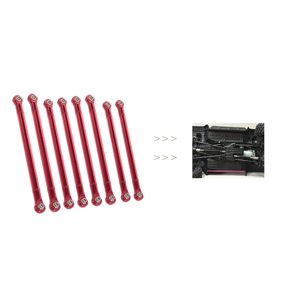 

8pcs Aluminum Alloy Link Rod Pull Rod 313mm Wheelbase for 1:10 RC Car Crawler Axial SCX10