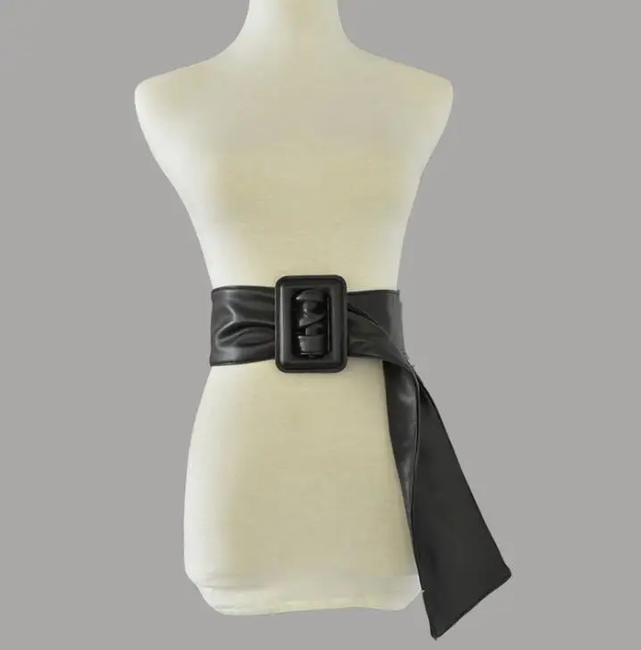 Женские Подиумные модные эластичные пояса из искусственной кожи женское платье Корсеты Пояс Ремни украшения длинный широкий пояс R1391