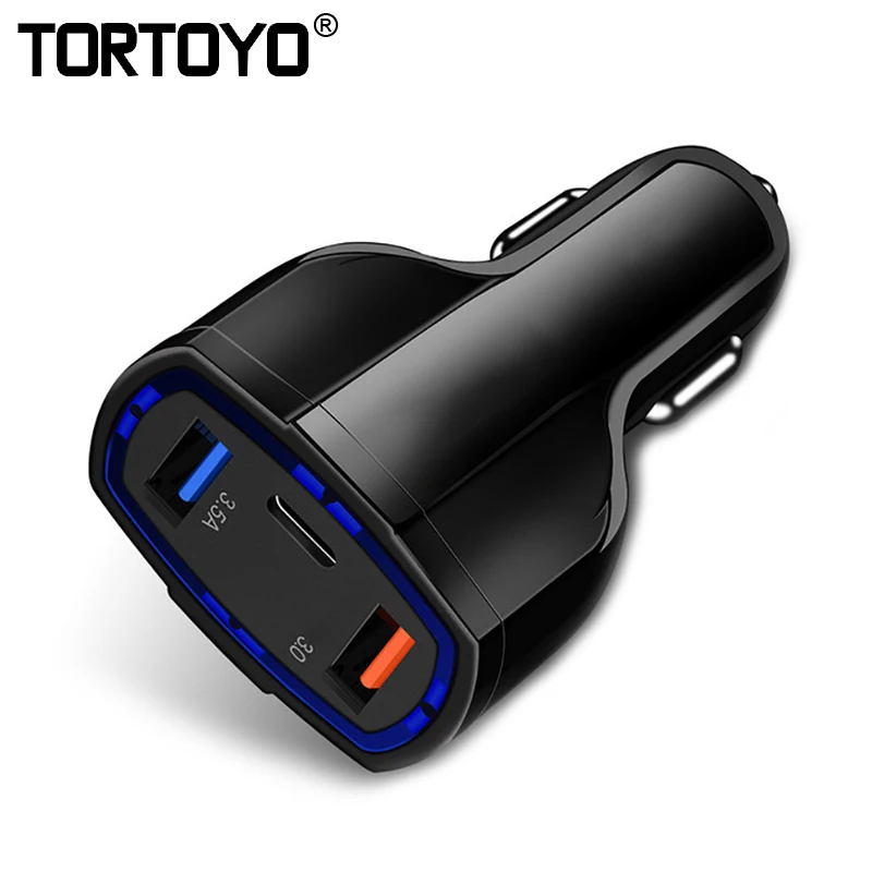 Автомобильное зарядное устройство TORTOYO QC3.0 с двумя usb-портами типа C 5 В 3 А быстрая