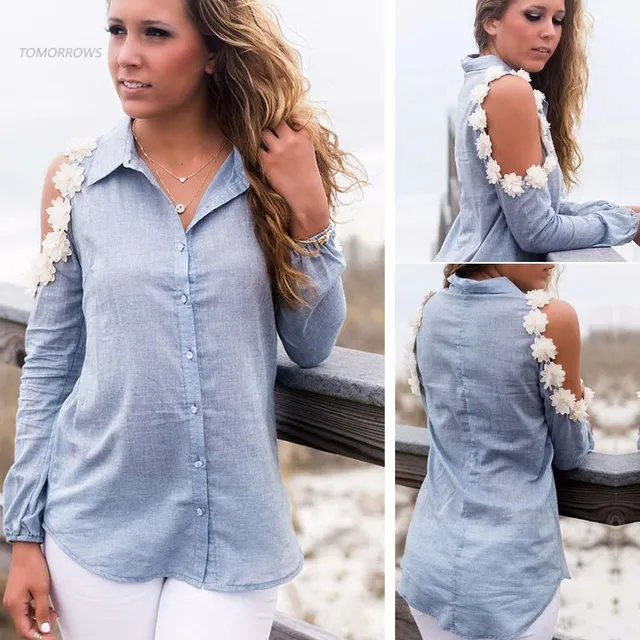 denim shirt with lace