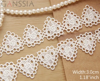 

1yard/lot Width:3.0cm High quality cotton lace Heart-shaped rose lace embellish for cloth Embroidered lace(ss-311)