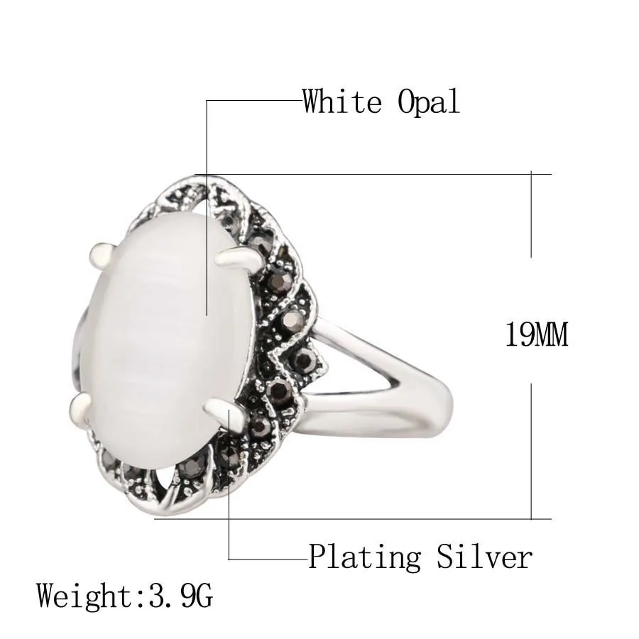 Женское Винтажное кольцо с опалом из нержавеющей стали 316|opal rings for women|rings womenopal ring |