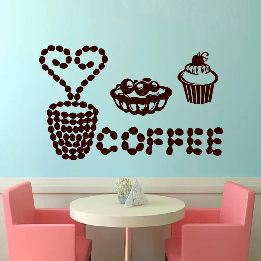 Coffee Desserts Vinyl Wall Sticker For Kitchen Room Cooking House Coffee shop wall poster decal