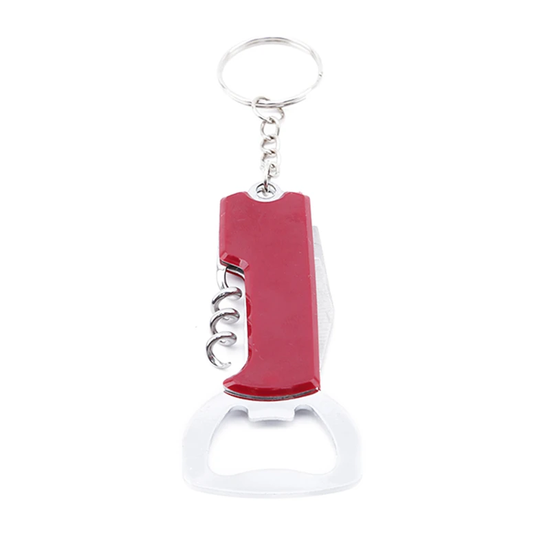 Креативный брелок открывалка для пивных бутылок из нержавеющей стали многофункциональная ручка открывалка креативный подарок вино и кухонный инструмент - Цвет: red