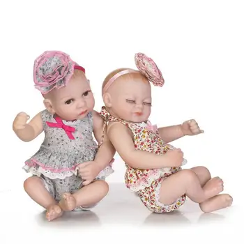 

mini twins reborn doll full silicone Handmade Reborn Baby Girl Dolls Realistic Looking Newborn Baby Doll Toddler Cute Birthday