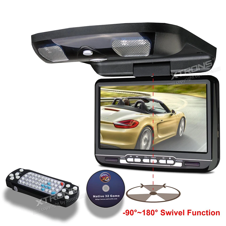 Clearance 9" Car Roof Mounted DVD Player Flip Down Monitor With Game Function Overhead Radio Stereo Ceiling With 2 PCS Headphones For Free 1