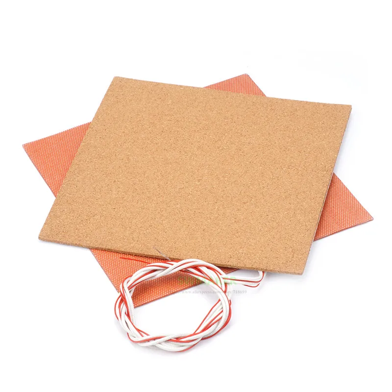 

200x200mm Flexible Silicone Heater 200W 12V, 110V/220V 500W with Adhesive Cork Sheet Prusa i3 3D Printer Heated bed
