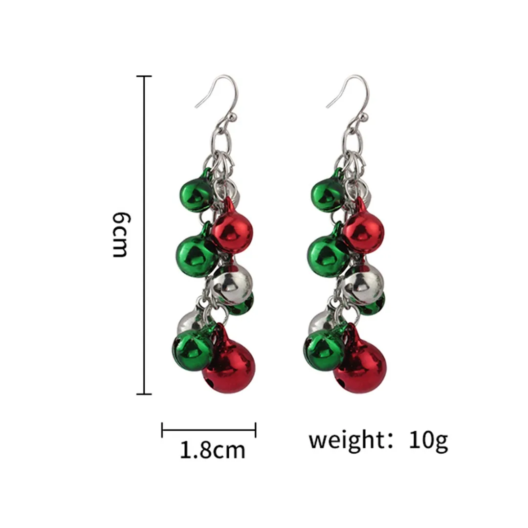 Multi Color Jingle Bells Small Beads Christmas Earrings For Women Girl Trendy Statement Long Drop Earring femme brincos