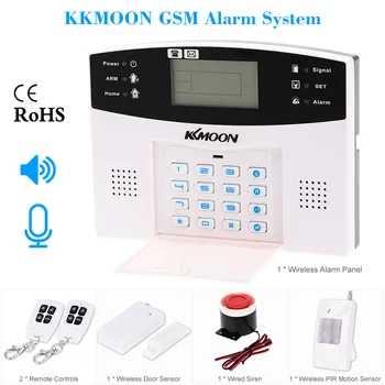 

Remote Control Voice Prompt Wireless door sensor Security Home GSM Alarm systems LCD Display Wired Siren Kit 7 Wired Zone