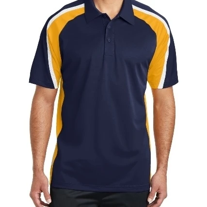 Sport-Tek ST654 Tricolor Micropique Sport-Wick Polo T-Shirt True Navy Gold & White - 4XL (1)