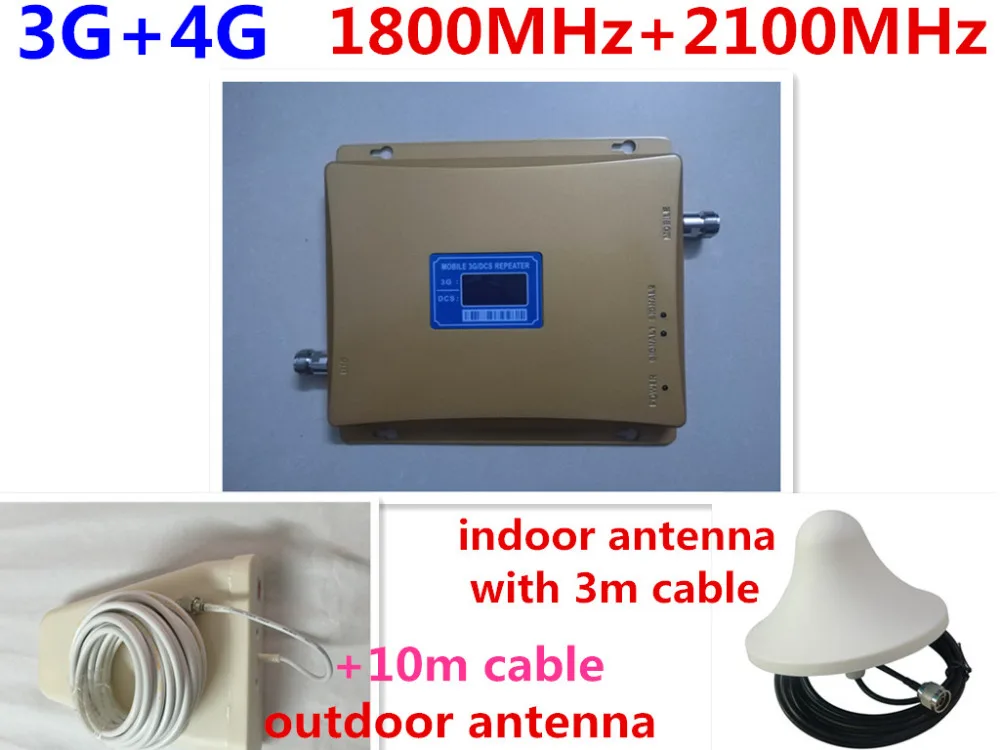 

LCD Display 2G 3G 4G Mobile Signal Booster DCS 1800mhz 3G WCDMA UMTS 2100mhz Cellphone Repeater 65dB Dual Band Celluar Amplifier