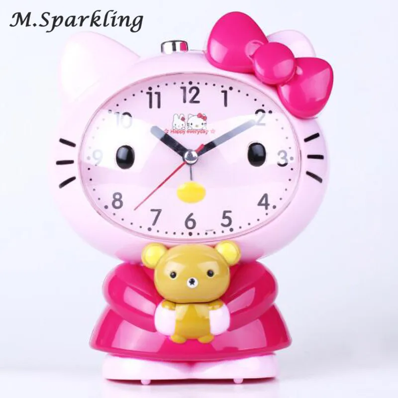 М. Сверкающий Творческий Кот мультфильм детская прикроватная будильник светильник Go Mute, чтобы получить электронные часы