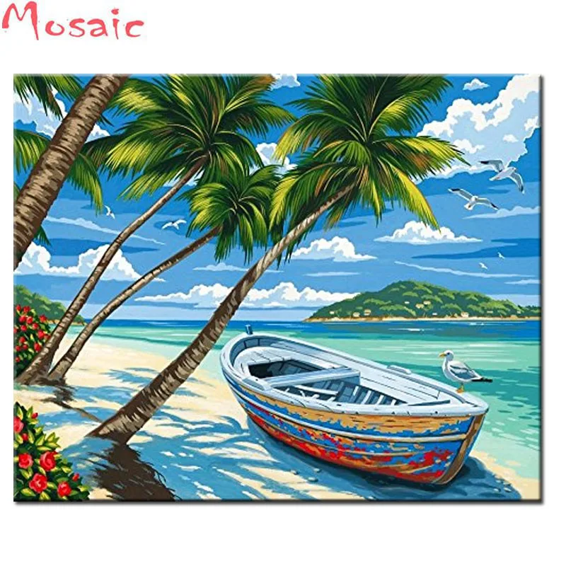 

diy 5d Diamond Painting Tropical Beach Full Square Round Diamond Embroidery Cross Stitch landscape Diamond Mosaic Rhinestones