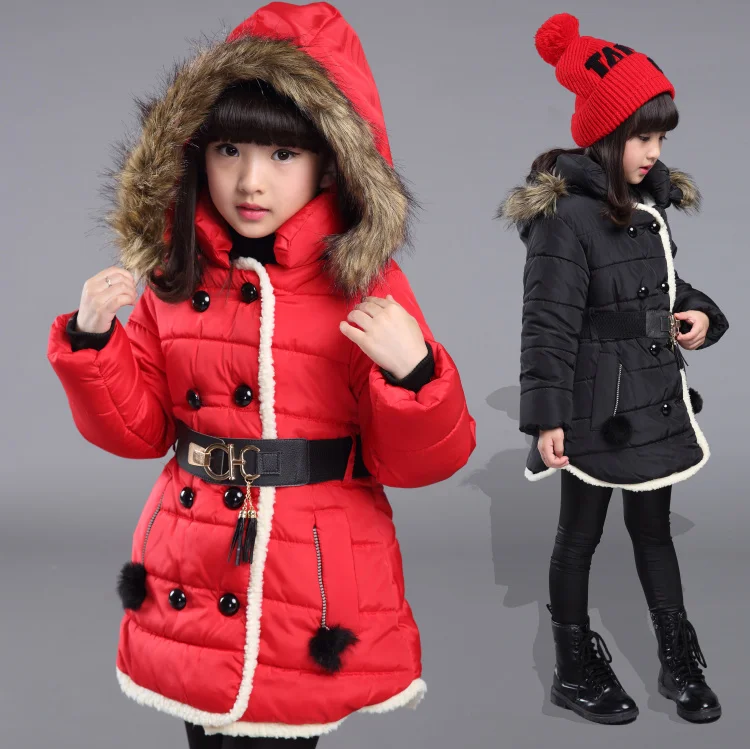 

Children's clothing girls child wadded jacket winter medium-long 2016 outerwear child cotton-padded jacket thickening fur