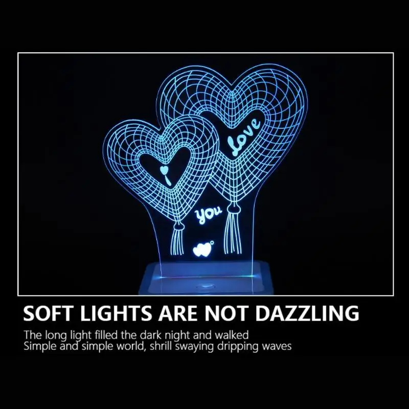6 видов светодиодный 3D ночник Творческий Ambient Light настольную лампу 7 цветов Изменение свет дома Украшения в спальню освещения подарки для