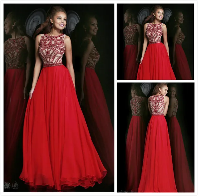 new model sexy chiffon big bust a line floor length long red heavy
