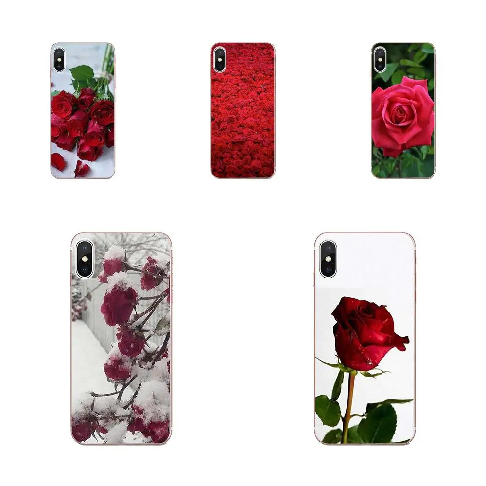 Мягкий ТПУ узор Розовый красивый сад красные розы цветы для Apple iPhone 4 4S 5 5C 5S SE 6 6S 7 8