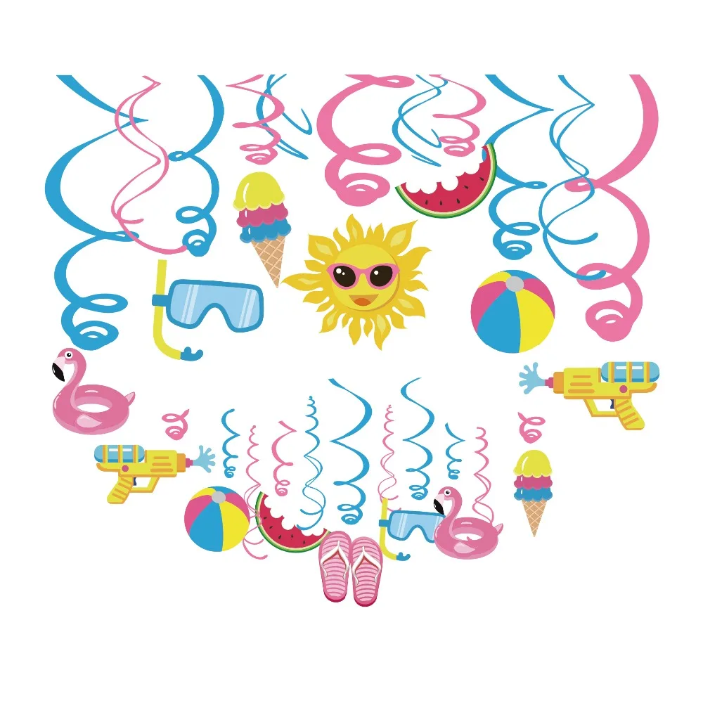 

Лидер продаж, летняя пляжная подвесная спираль из искусственного ПВХ, гавайский Розовый фламинго, спираль, детский день рождения, детский праздник, Свадебная вечеринка, искусственное украшение
