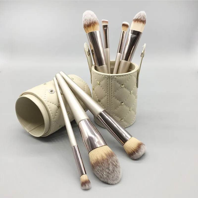 

7pcs Makeup Brushes Set Powder Blush Foundation Eyeshadow Eyeliner Lip Cosmetic Brush Kit Beauty Tools With Brush Holder