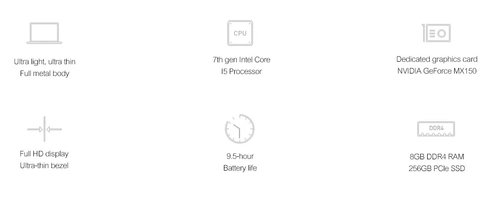 Xiaomi Mi Notebook Air 13.3 Inch Fingerprint Recognition Intel Core i5-7200U CPU 8GB DDR4 RAM 256GB SSD Windows 10 Ultrabook Laptop (6)