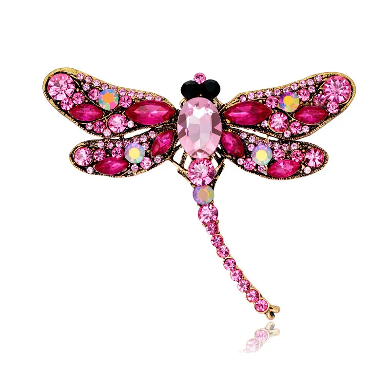 

Hot Sale 1Piece Brooch Red Blue Green Silver Color Corsage Pin Small Dragonfly Brooch Scarf Buckle For Women Female