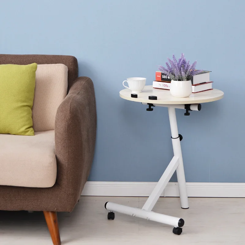 Simple Tea table MDF Coffee table Height adjustable With wheels Round table fashion Living Room Furniture End Tables