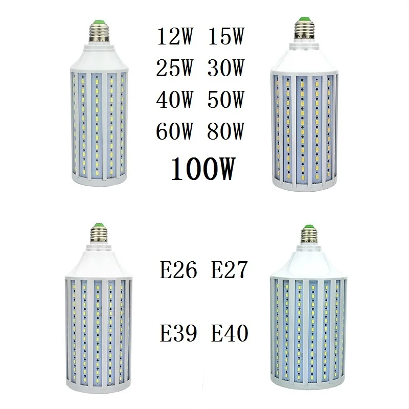 2 шт. Точечный светильник E26 E27 светодиодный лампы светильник E39 E40 Светодиодный лампа «Кукуруза» SMD5730 ком теплый белый, 12 Вт, 15 Вт, 25 Вт, 30 Вт, 40 Вт, 50 Вт, 60 Вт, 80 Вт, 100 Вт лампада